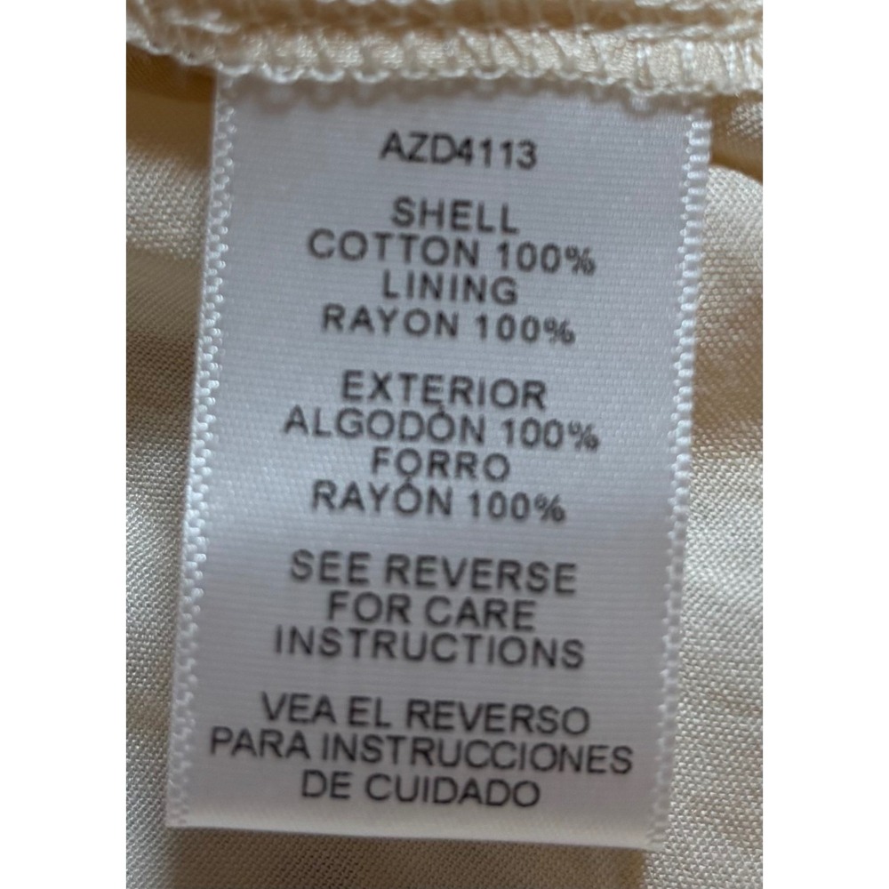 Azura Mini Dress Women's Cream NWT Excellent Eyelet Tie Front Long Sleeve Large - Picture 7 of 8